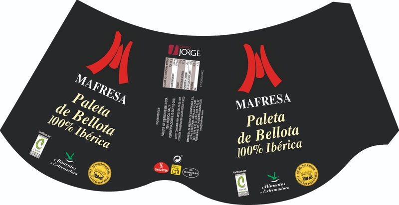 Vitolas de paleta de bellota 100 % ibérica sobre fondo negro